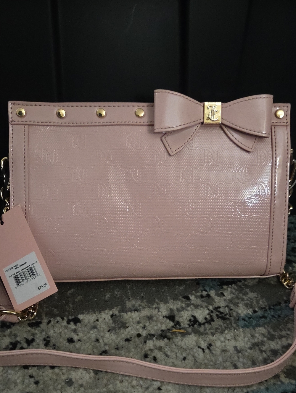 Juicy Couture Blush Pink Bow-Trim Shoulder Bag